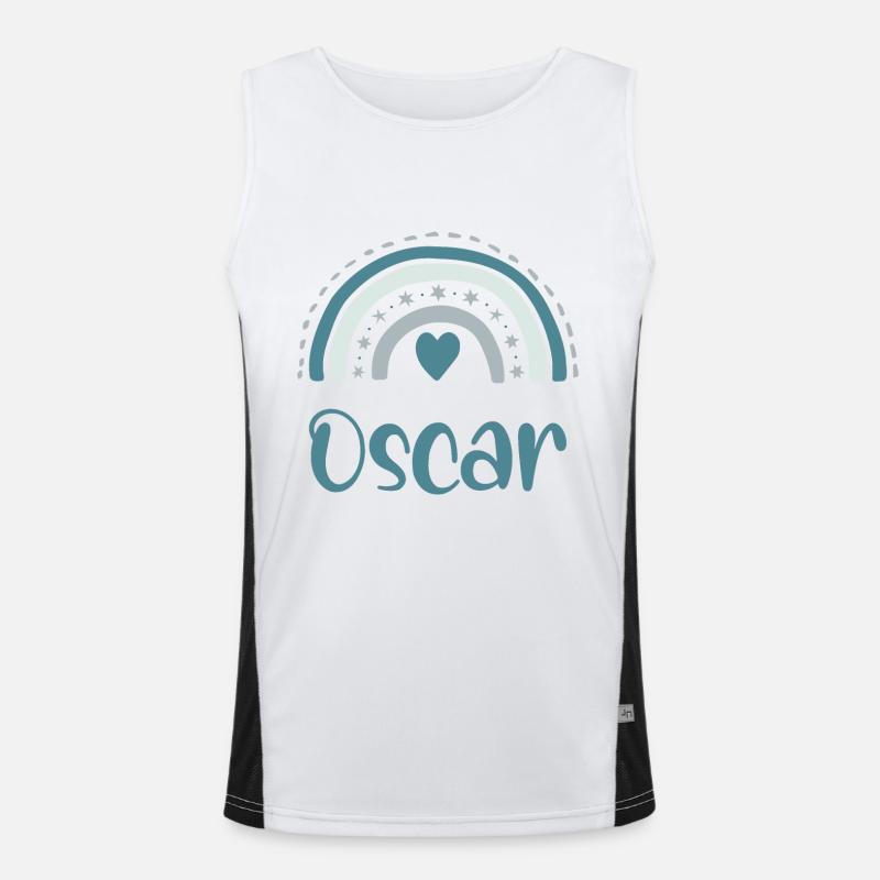 Oscar-Name Regenbogen Funktionelles Kontrast-Tank Top für Männer 