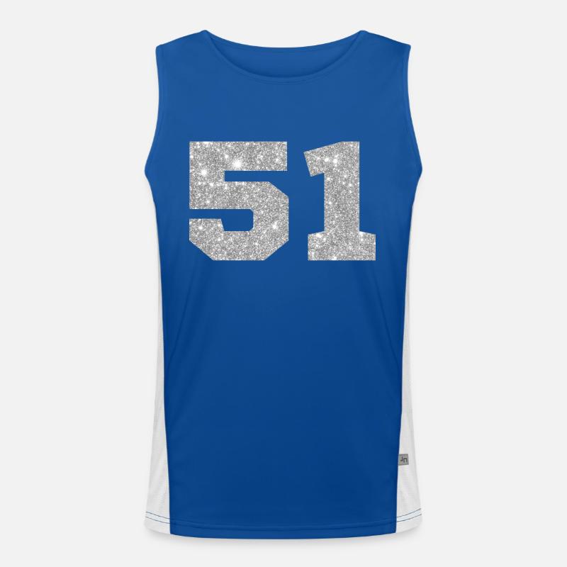 Nummer 51 Silberner Glitzer - 51. Jahrestag Funktionelles Kontrast-Tank Top für Männer 