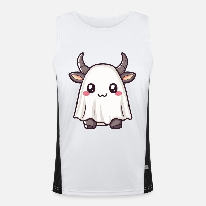 Bull Halloween Comic Ghost - Men's Functional Contrast Tank Top  - white/black