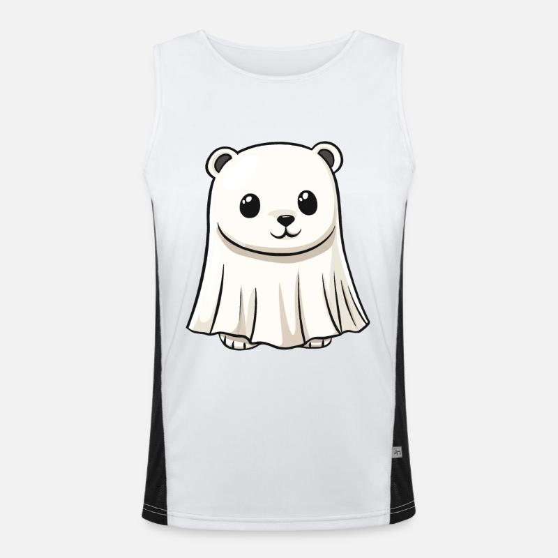 Eisbär Halloween Comic Geist Funktionelles Kontrast-Tank Top für Männer 