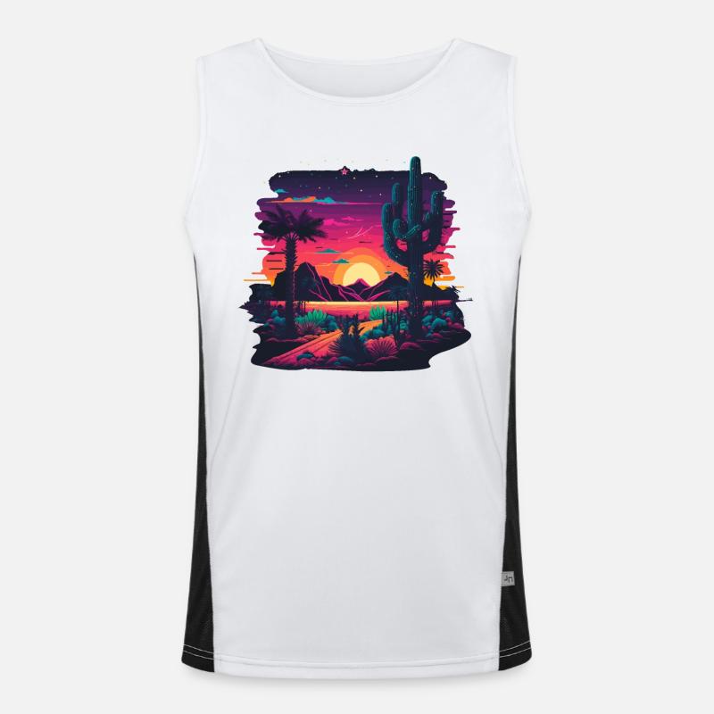Neonlandschaft Funktionelles Kontrast-Tank Top für Männer 
