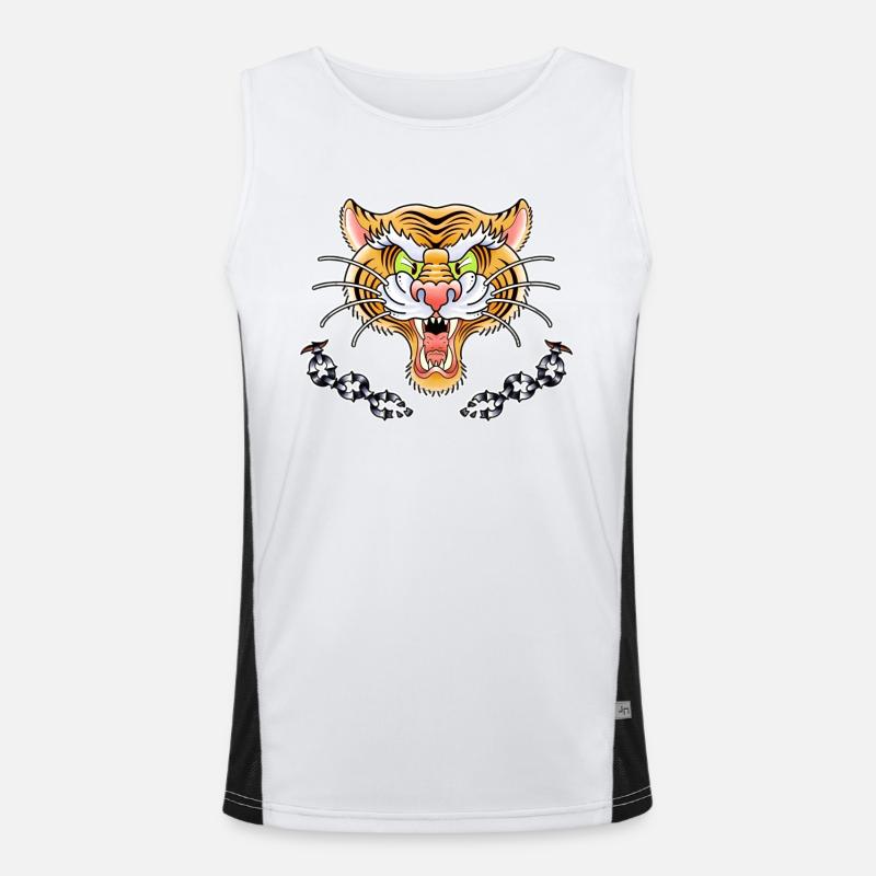 Old School Tiger - Men's Functional Contrast Tank Top - white/black