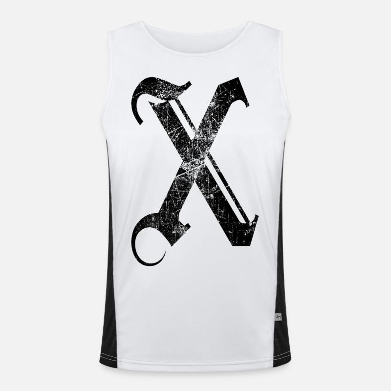 X GOTHIC Lettering Alphabet Initials - Men's Functional Contrast Tank Top  - white/black