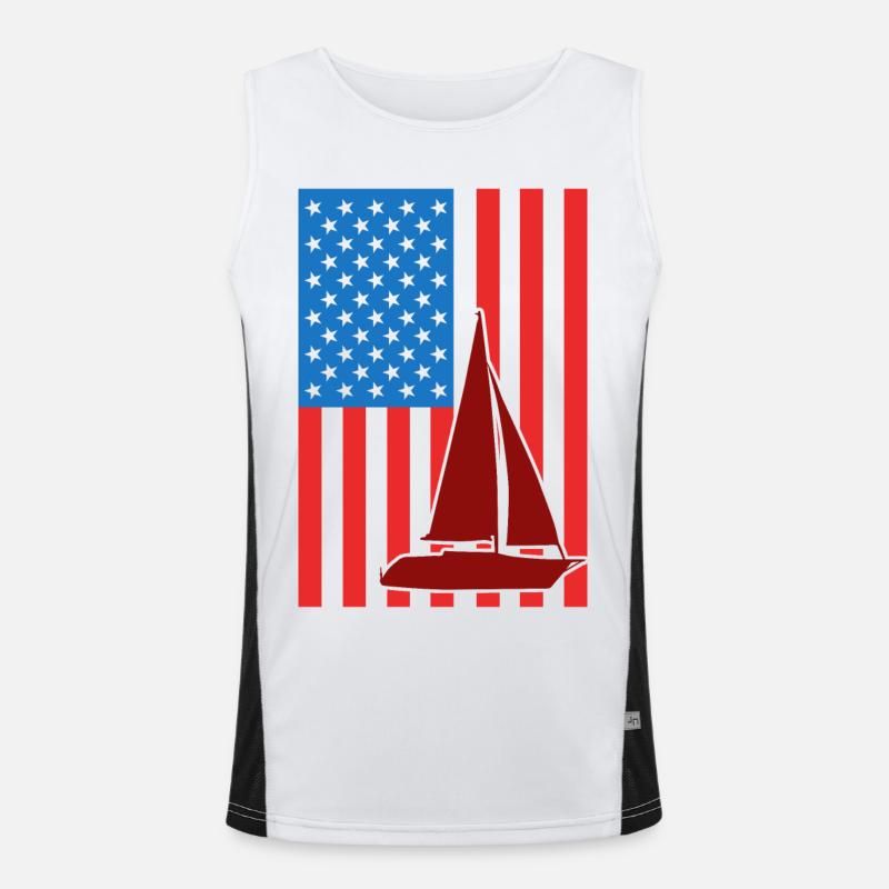 Sailing USA Flag Men's Functional Contrast Tank Top 