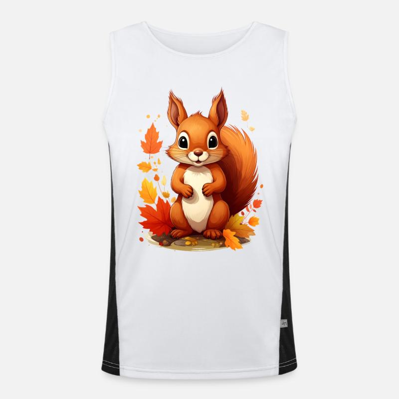 Niedliches Eichhörnchen im Herbst Funktionelles Kontrast-Tank Top für Männer 
