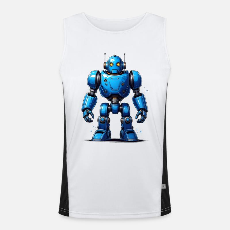 Blauer Roboter Funktionelles Kontrast-Tank Top für Männer 