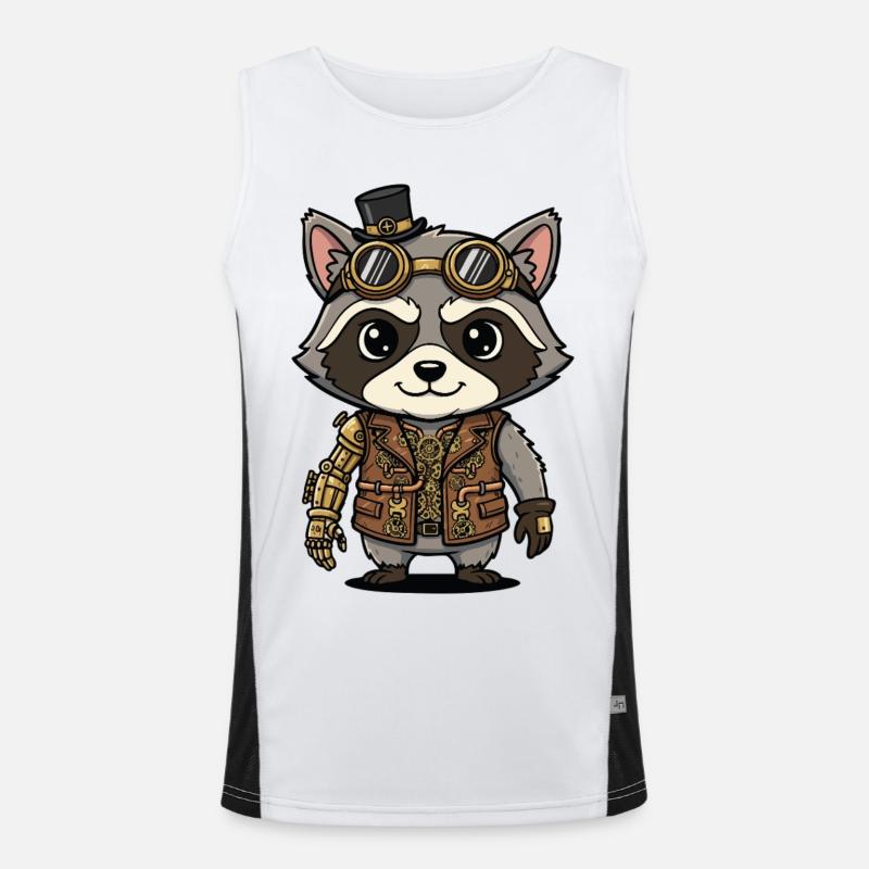 Waschbär-Steampunk-Arm-Roboteringenieur Funktionelles Kontrast-Tank Top für Männer 