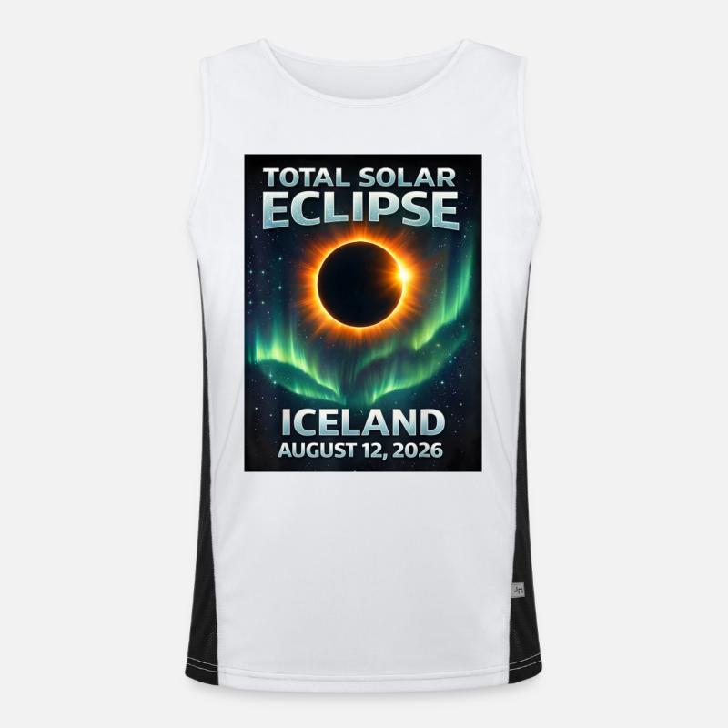 Total Solar Eclipse Iceland 2026 Reykjavik Men's Functional Contrast Tank Top 
