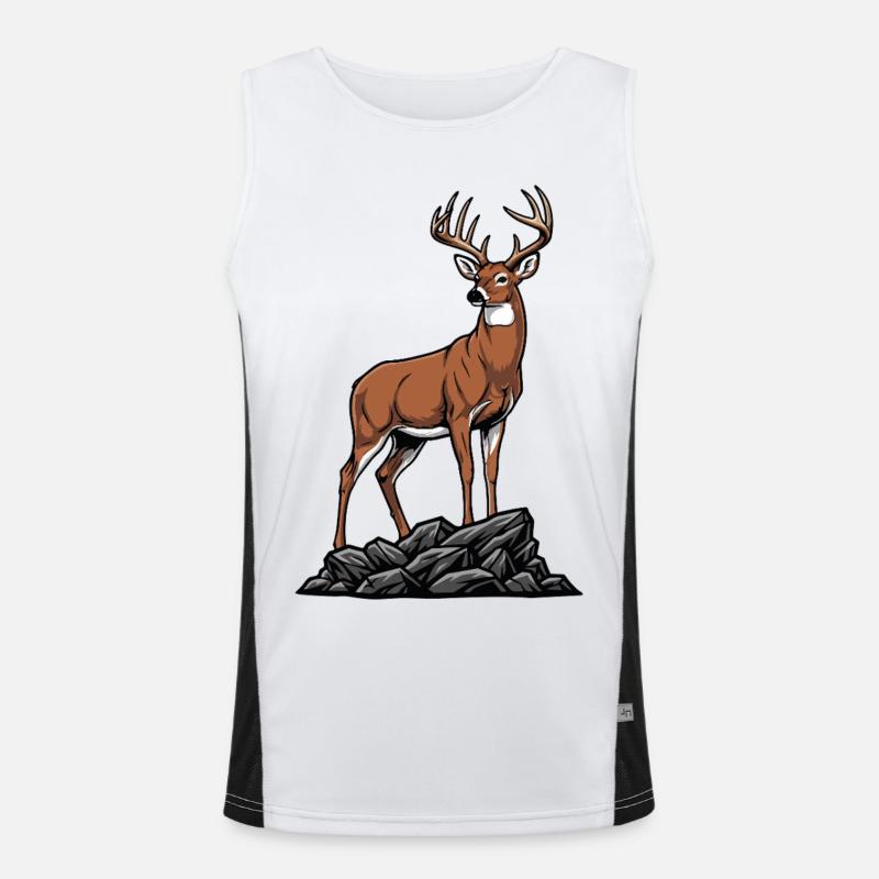 White-tailed Deer Majestic Wild Nature Men's Functional Contrast Tank Top 