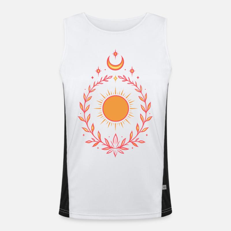 Midsummer Sun – Boho Litha Design - Men's Functional Contrast Tank Top - white/black