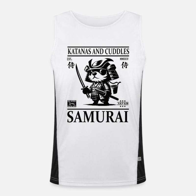 Mignon petit chien samouraï design Débardeur respirant contrasté Homme 