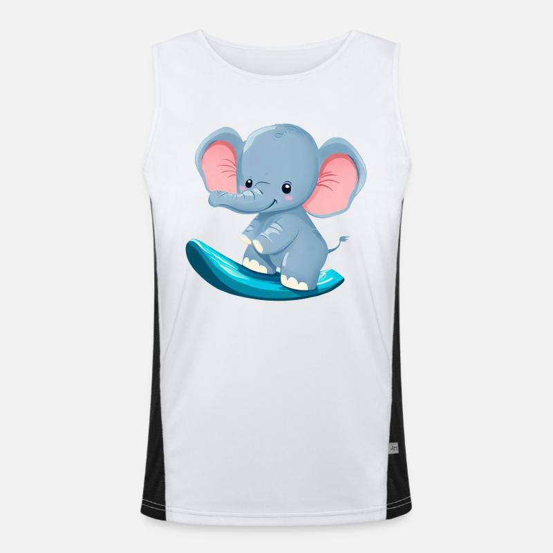 Surfer Elephant, Conception animale aventureuse Débardeur respirant contrasté Homme 