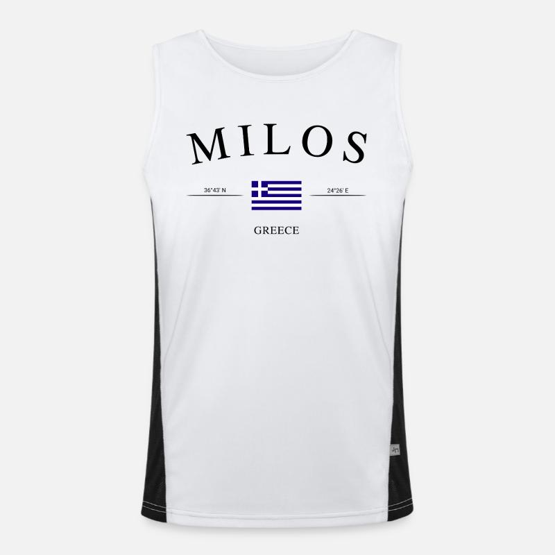 Milos, Grèce – Souvenir et cadeau de vacances Débardeur respirant contrasté Homme 