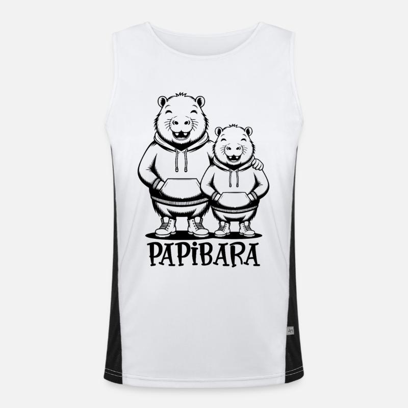 Papibara Papi Capybara Vater Lustig Papa Vatertag Funktionelles Kontrast-Tank Top für Männer 