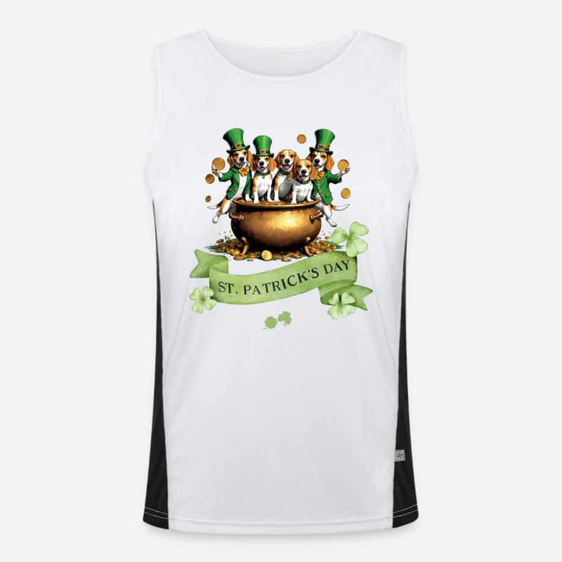 St. Patrick's Day Beagle I Irish Celebration Men's Functional Contrast Tank Top 