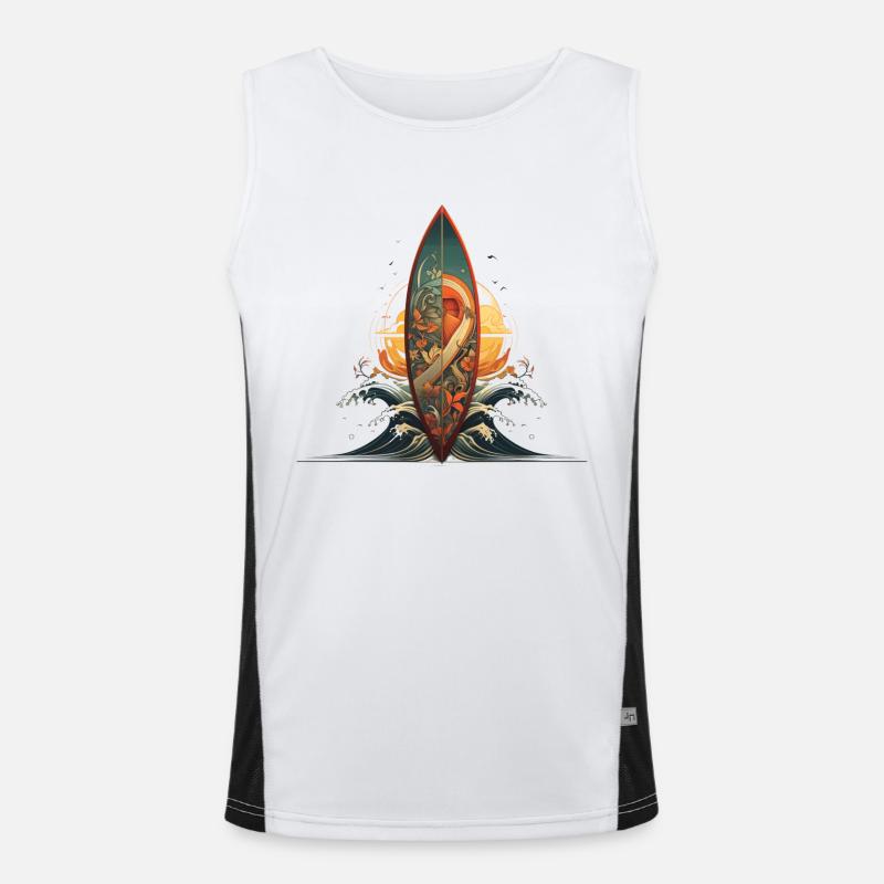 Surfboard Shared Sea Artwork Surfing Men's Functional Contrast Tank Top 
