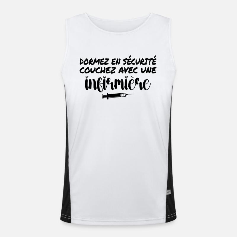 Sicher schlafen Schlafen Sie mit einer Krankenschwester Funktionelles Kontrast-Tank Top für Männer 
