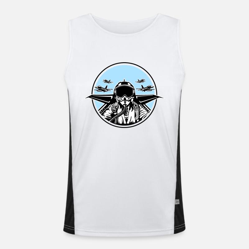 Jet Pilot / Kampfpilot 01_weiß Schwarz Funktionelles Kontrast-Tank Top für Männer 