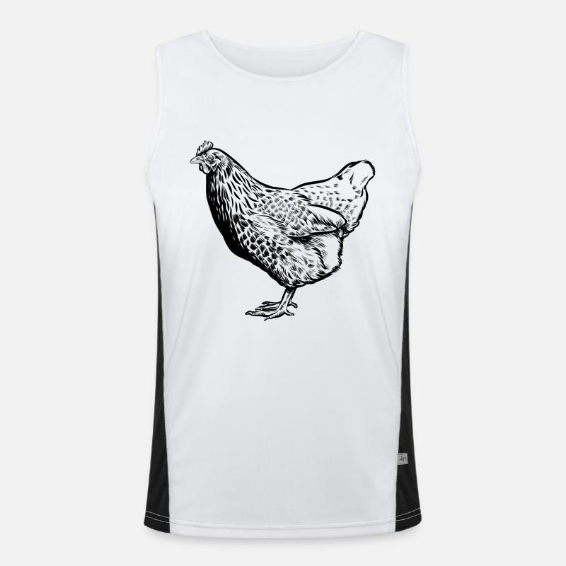 Chicken - Drawing - Chickens Fan Men's Functional Contrast Tank Top 