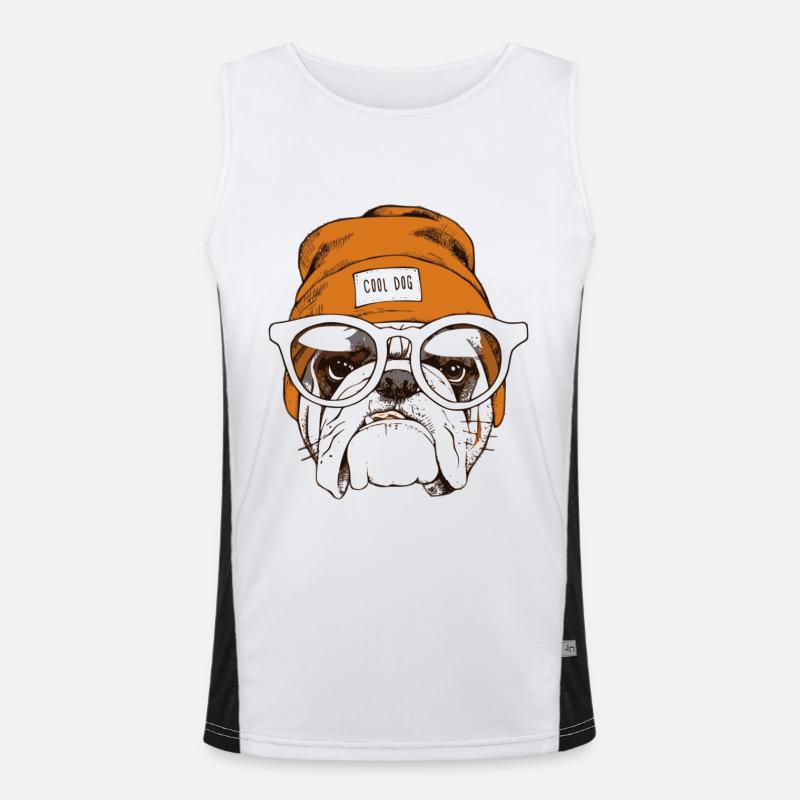 Coole Hipster Hund Funktionelles Kontrast-Tank Top für Männer 