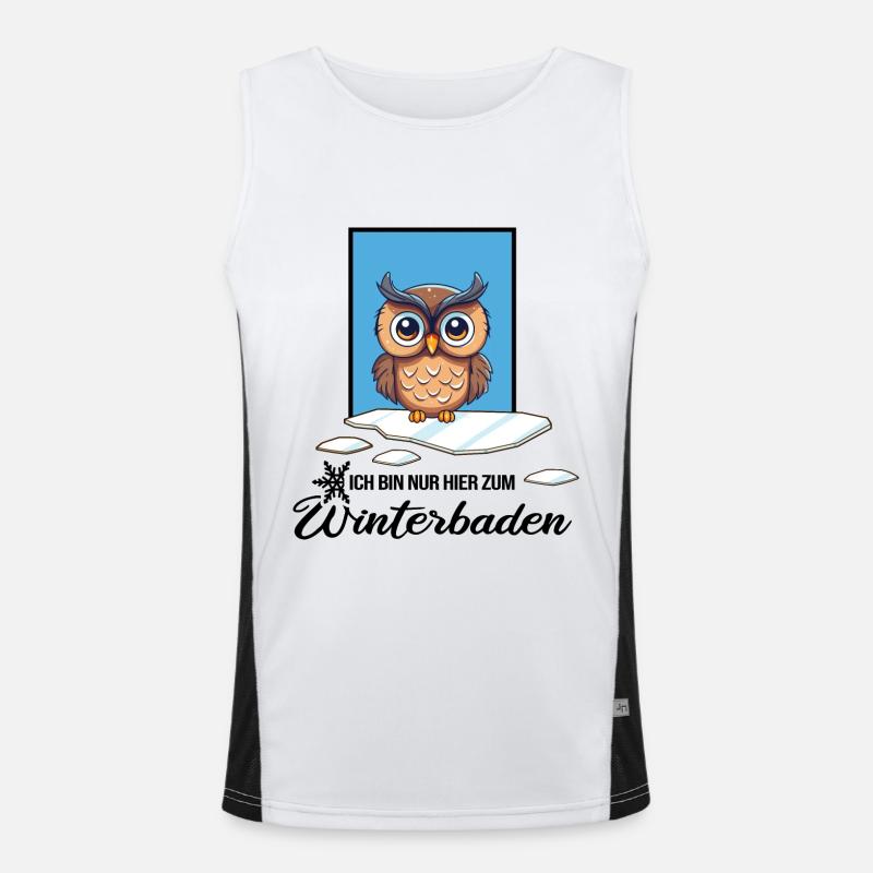 Eisbaden Winterschwimmen Eule Winterbad Funktionelles Kontrast-Tank Top für Männer 