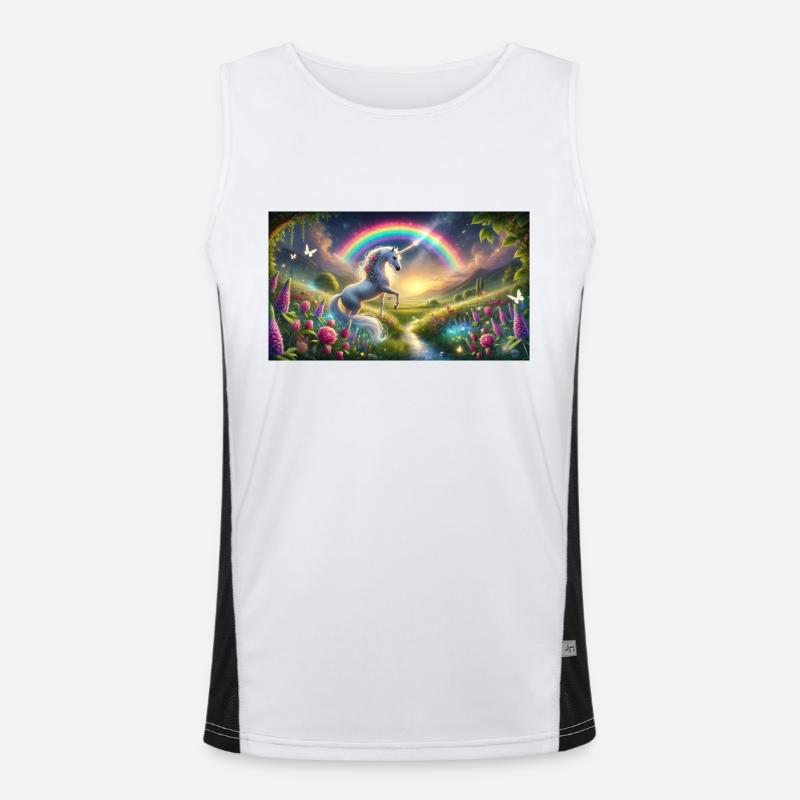 Einhorn und Regenbogen Funktionelles Kontrast-Tank Top für Männer 
