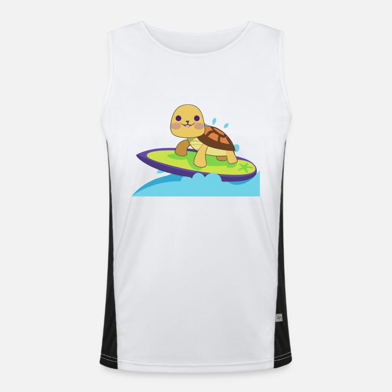Kawaii Turtle Surfer - Mignon design de plage Débardeur respirant contrasté Homme 