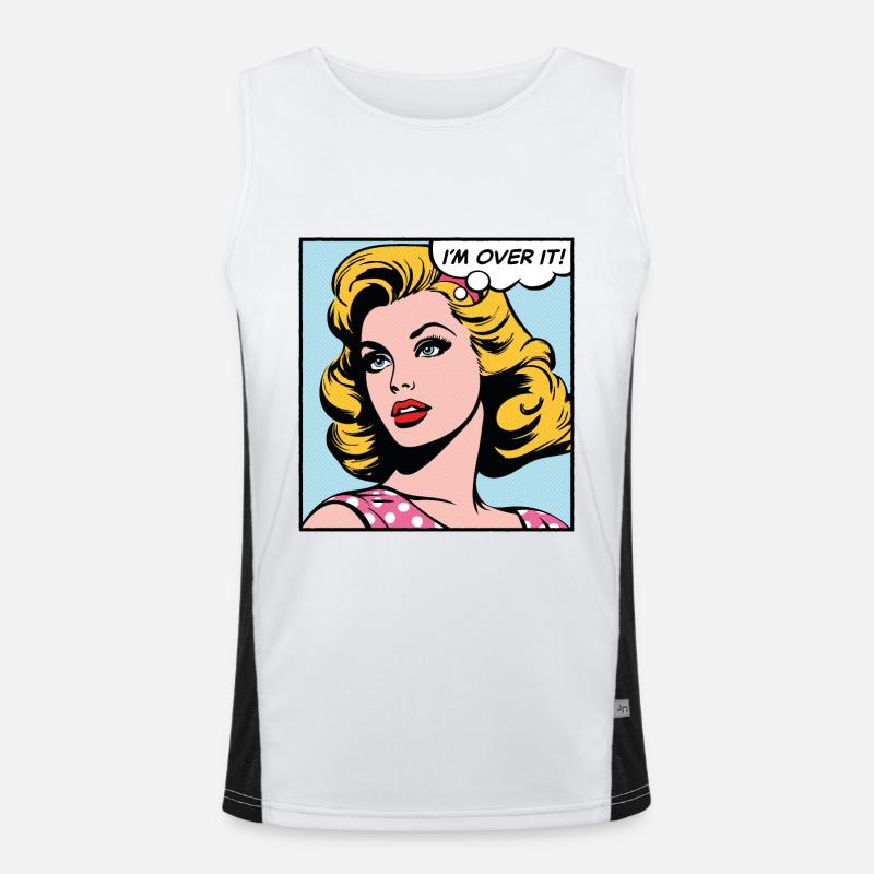 I'm over it, pop art girl Men's Functional Contrast Tank Top 