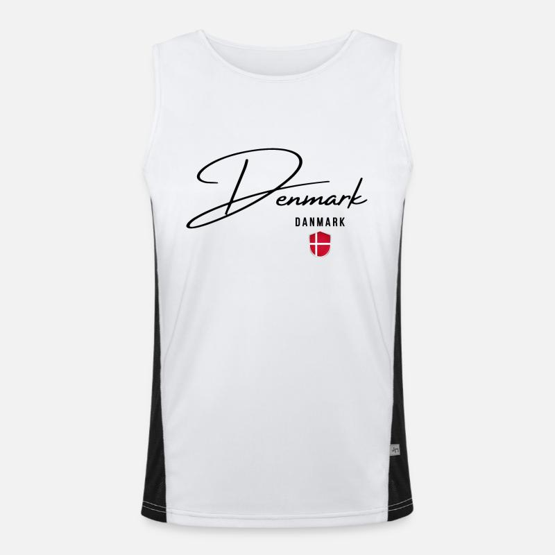 Flagge von Dänemark, dänischer Stolz Funktionelles Kontrast-Tank Top für Männer 