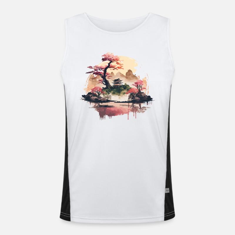 Japanese Landscape Men's Functional Contrast Tank Top 