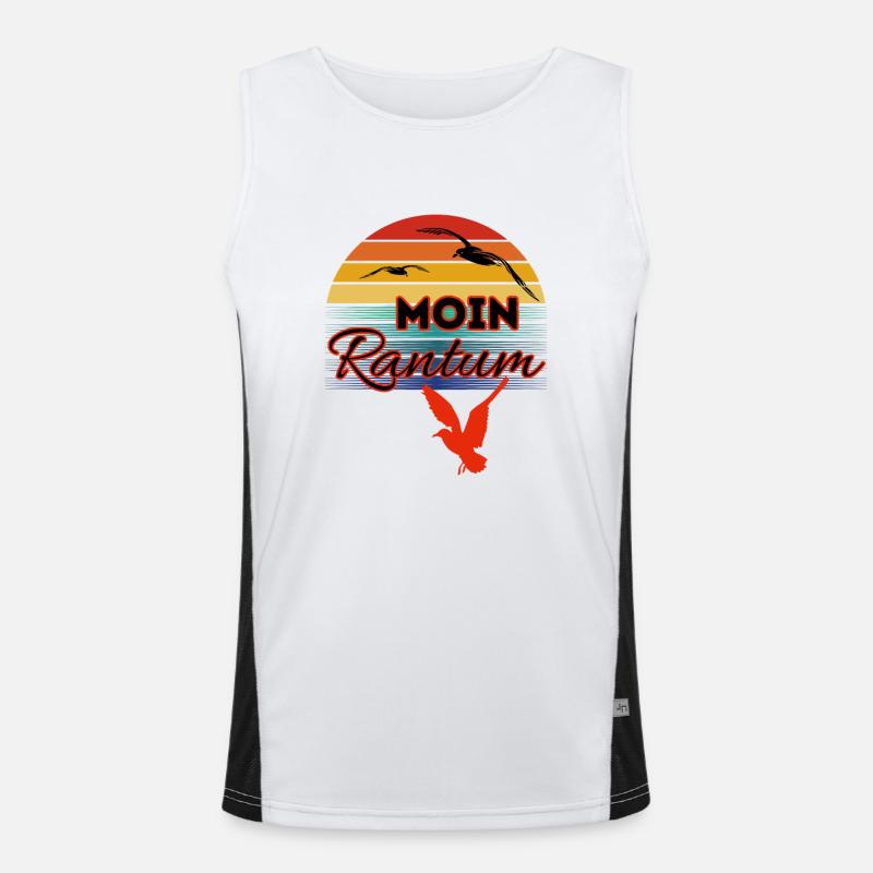 Moin Rantum avec mouette dans le style rétro Sylt-Rantum Débardeur respirant contrasté Homme 