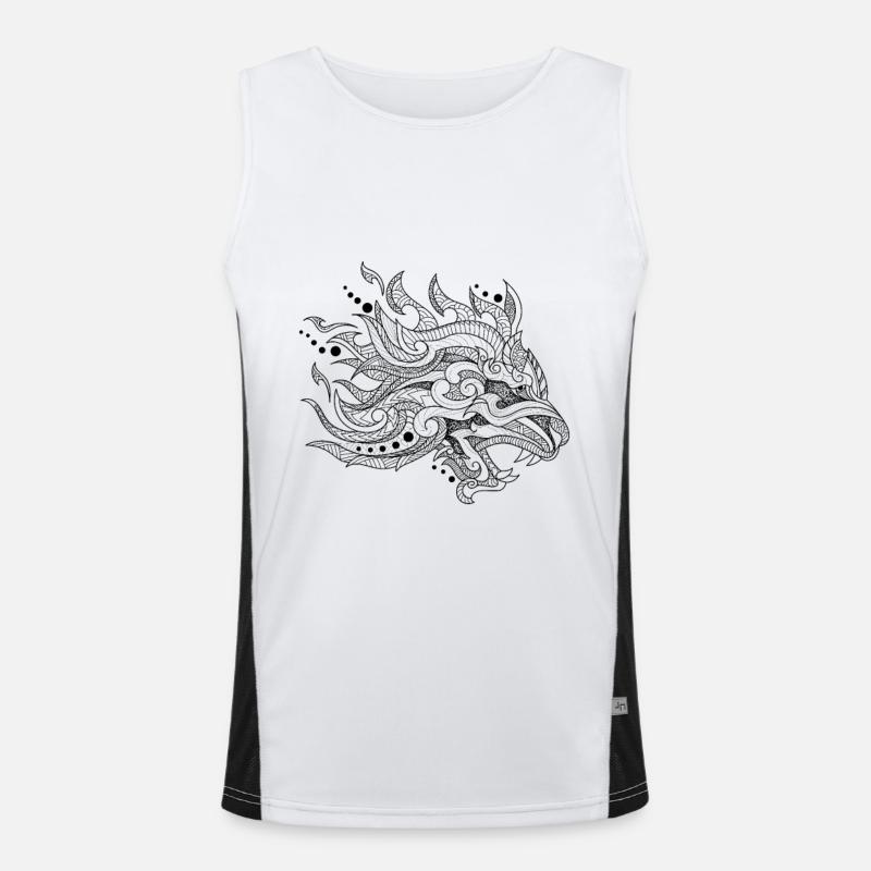 hand drawn dragon Men's Functional Contrast Tank Top 