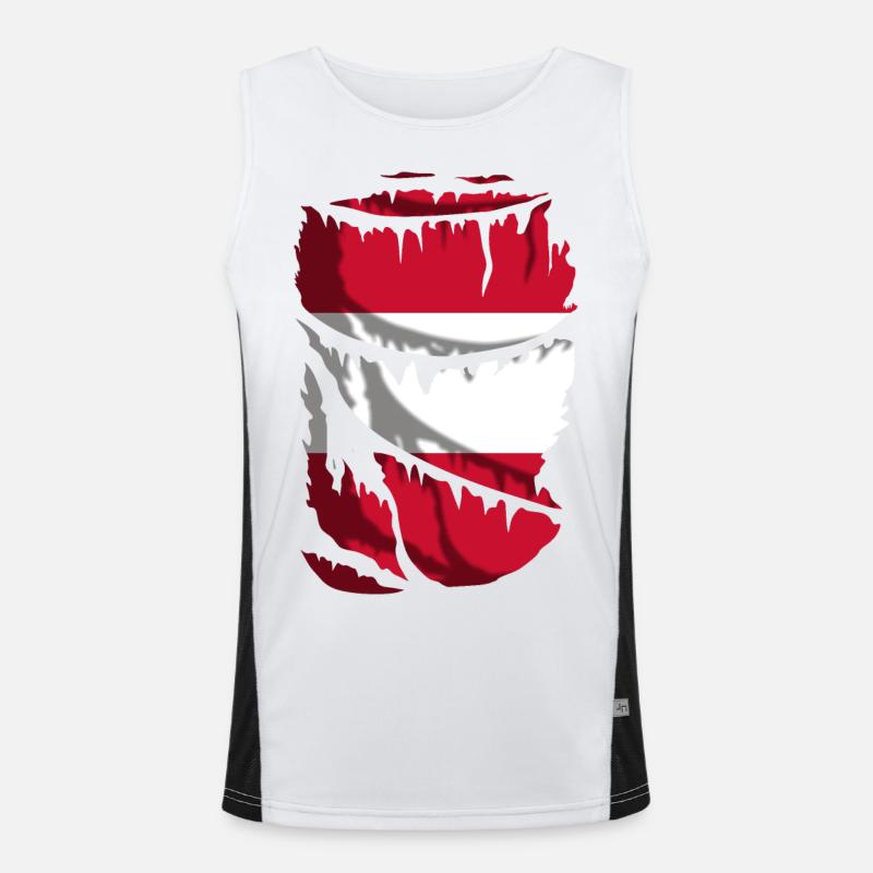 Flag of Austria, broken or torn fabric effect Men's Functional Contrast Tank Top 