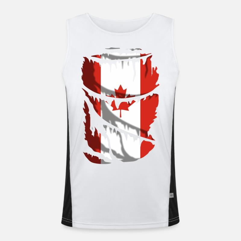 Flag of Canada, with broken fabric effect Men's Functional Contrast Tank Top 