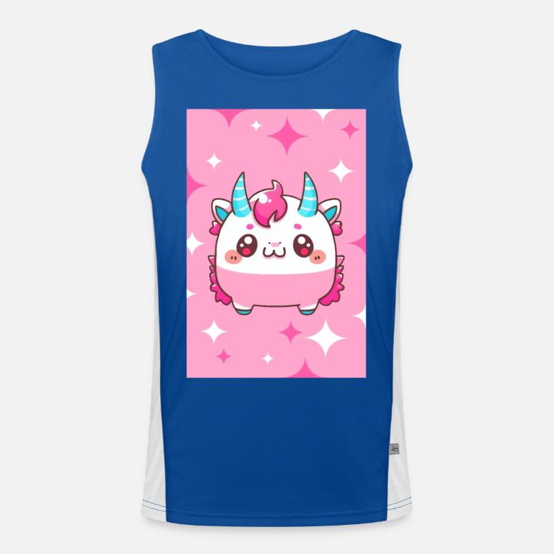 Cute Little Vampire Unicorn Monster Comic Style Men's Functional Contrast Tank Top 