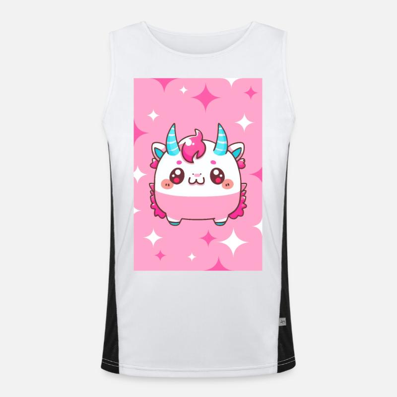 Süßes kleines Vampir Einhorn Monster Comic Style Funktionelles Kontrast-Tank Top für Männer 