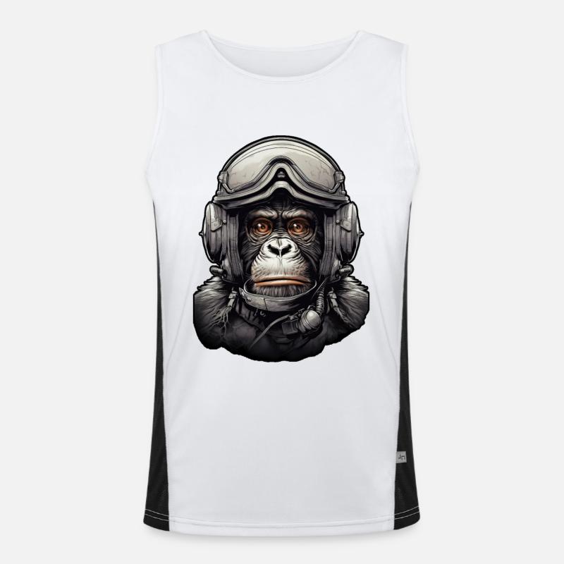 Pilot Monkey Digitale Kunst Funktionelles Kontrast-Tank Top für Männer 
