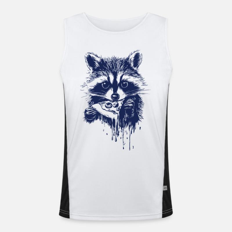 raton laveur mignon mangeant de la pizza Débardeur respirant contrasté Homme 