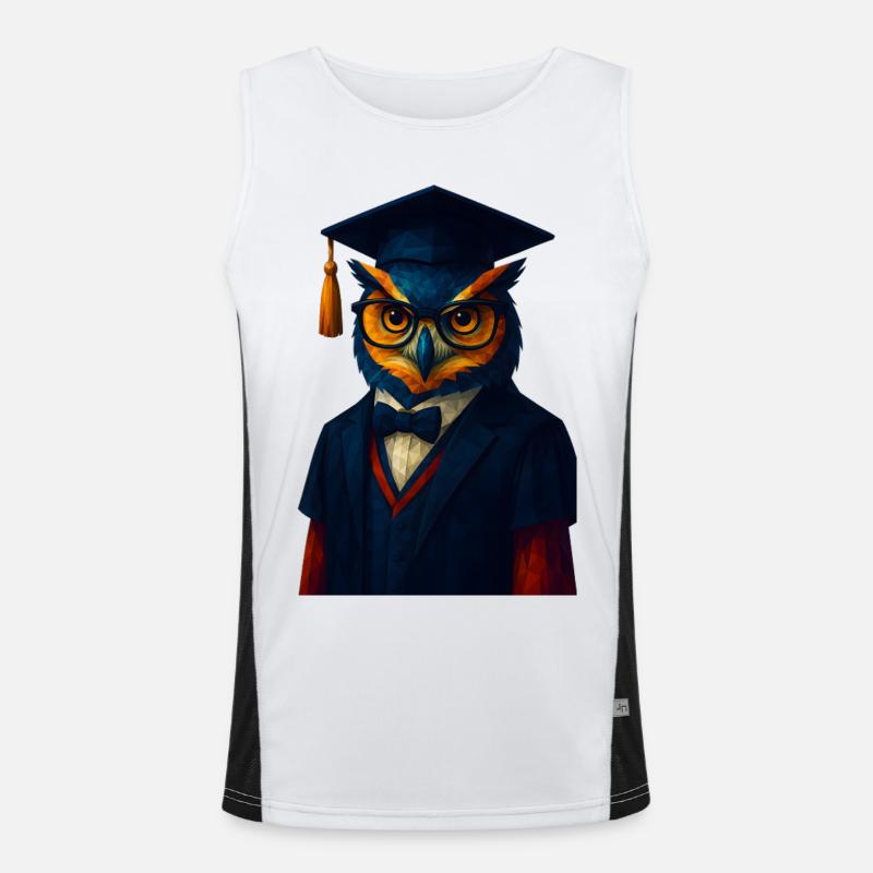 WPAP Stil Tier - Eule im Professoren-Outfit Fliege Funktionelles Kontrast-Tank Top für Männer 