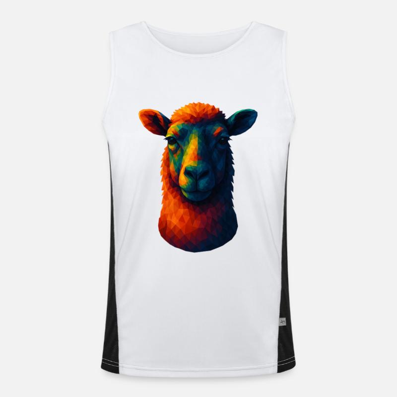 WPAP Style Animals - Sheep Portrait Men's Functional Contrast Tank Top 