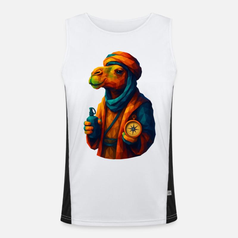 WPAP Stil Tiere - Kamel Karawanenführer Funktionelles Kontrast-Tank Top für Männer 