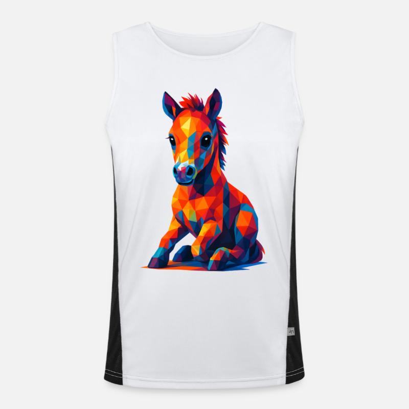 WPAP Polygon Kawaii Style Animaux Bébé Cheval Poulain Débardeur respirant contrasté Homme 