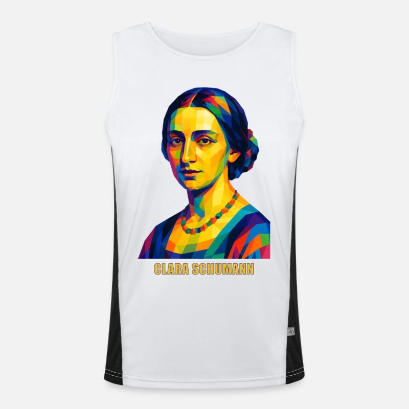 WPAP Polygon Portrait Clara Schumann Compositeur Débardeur respirant contrasté Homme 