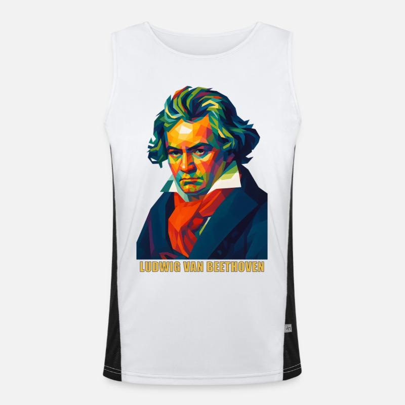 WPAP Polygon Portrait Ludwig van Beethoven Men's Functional Contrast Tank Top 