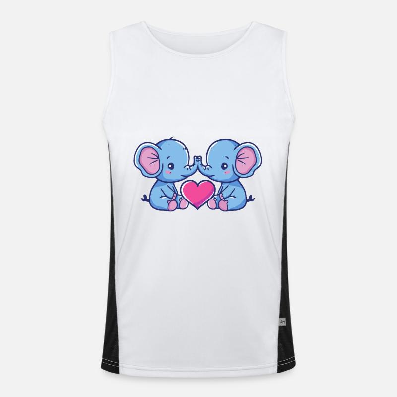 Elephant Comic Couple Love Men's Functional Contrast Tank Top 