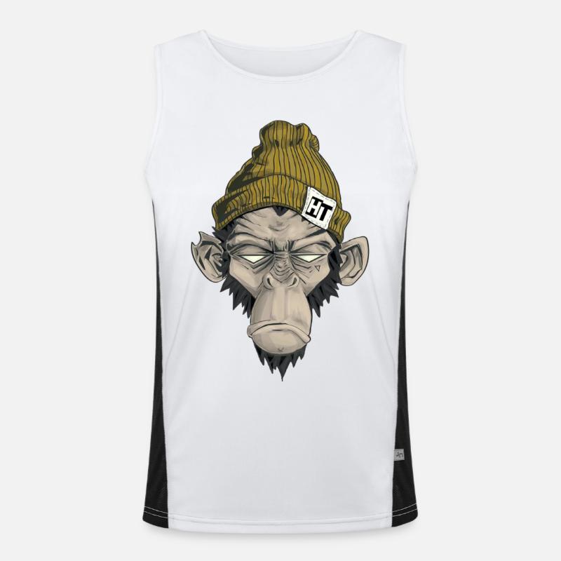 Rap Monkey - Men's Functional Contrast Tank Top - white/black