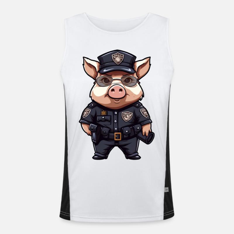 Piggy Policeman - Men's Functional Contrast Tank Top  - white/black