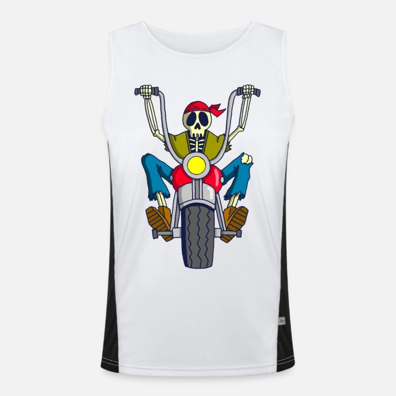 Rebel Biker Skeleton Men's Functional Contrast Tank Top 