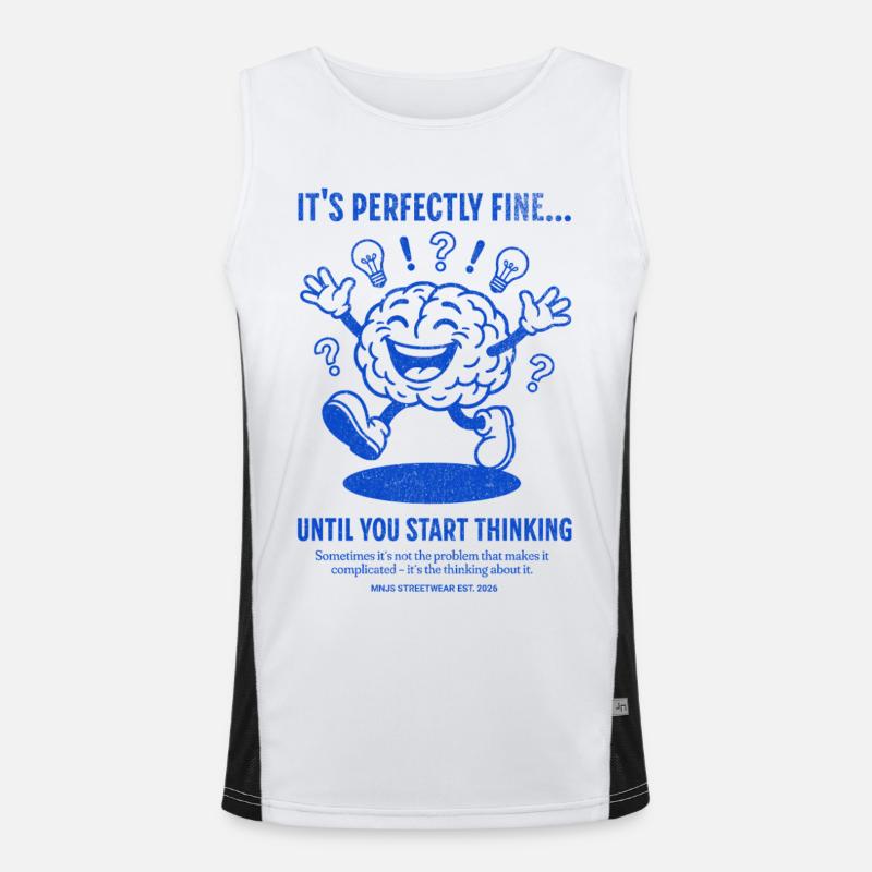Brain saying until you think - Men's Functional Contrast Tank Top  - white/black