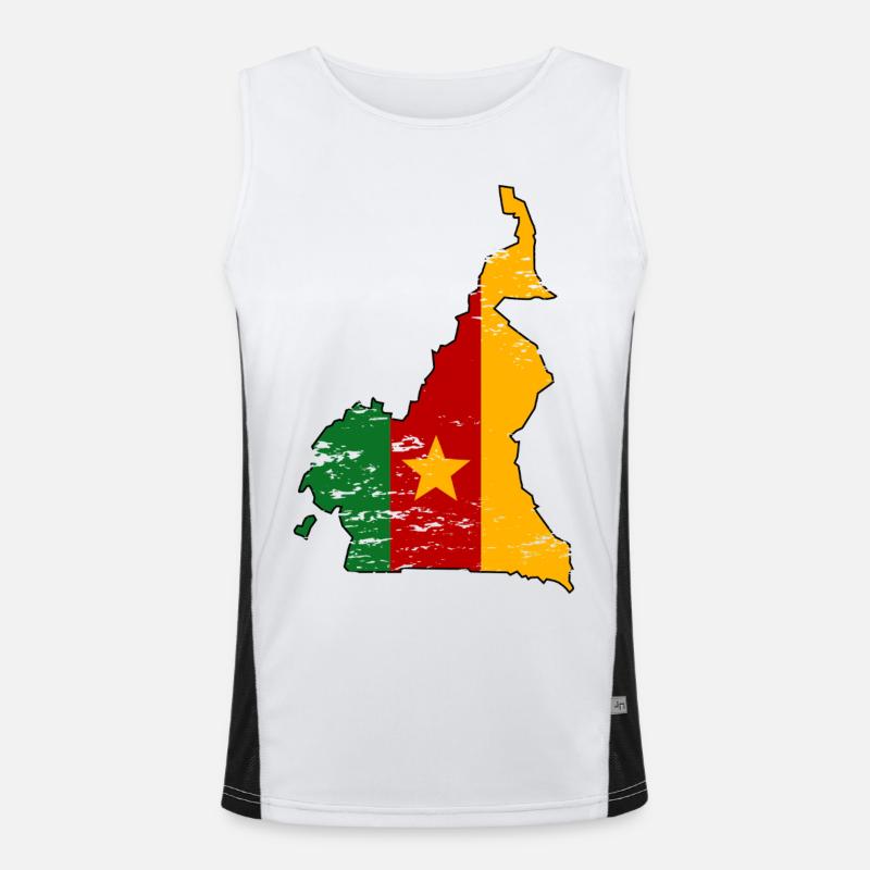 Carte du drapeau du Cameroun utilisée Débardeur respirant contrasté Homme 